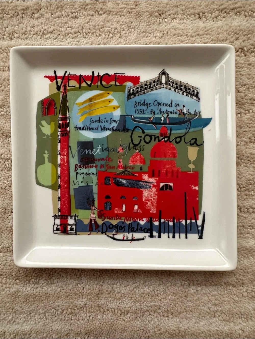 Set of 6 Crate&Barrel Travel World City appetizer plates